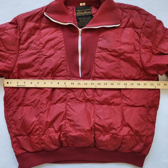 Vintage Eddie Bauer Red Down Quilted Pullover Jacket Canada Patch 80's Cabincore - Picture 11 of 12